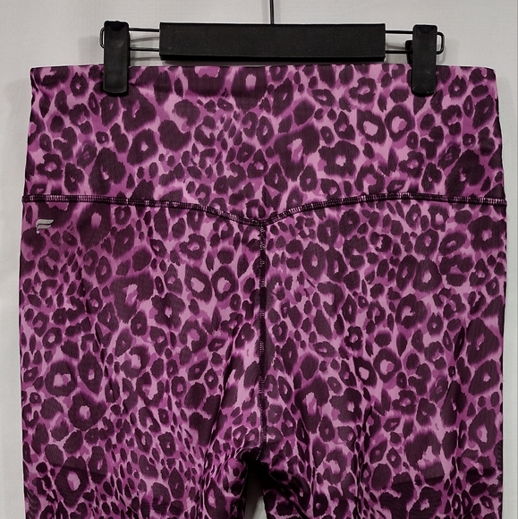 Fabletics Leopard High-Waisted Pureluxe Mesh Leggings Women's L Purple Retro - Picture 5 of 6